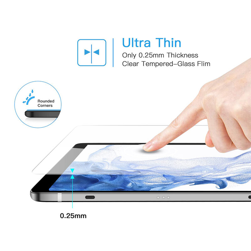 Pelindung layar kaca Tempered, 2Pcs untuk Samsung Galaxy Tab S7 S8 S9 X700 S7 Plus S8 + FE 12.4 ''S9 FE 10.9'' 2023 X510 X610 9H