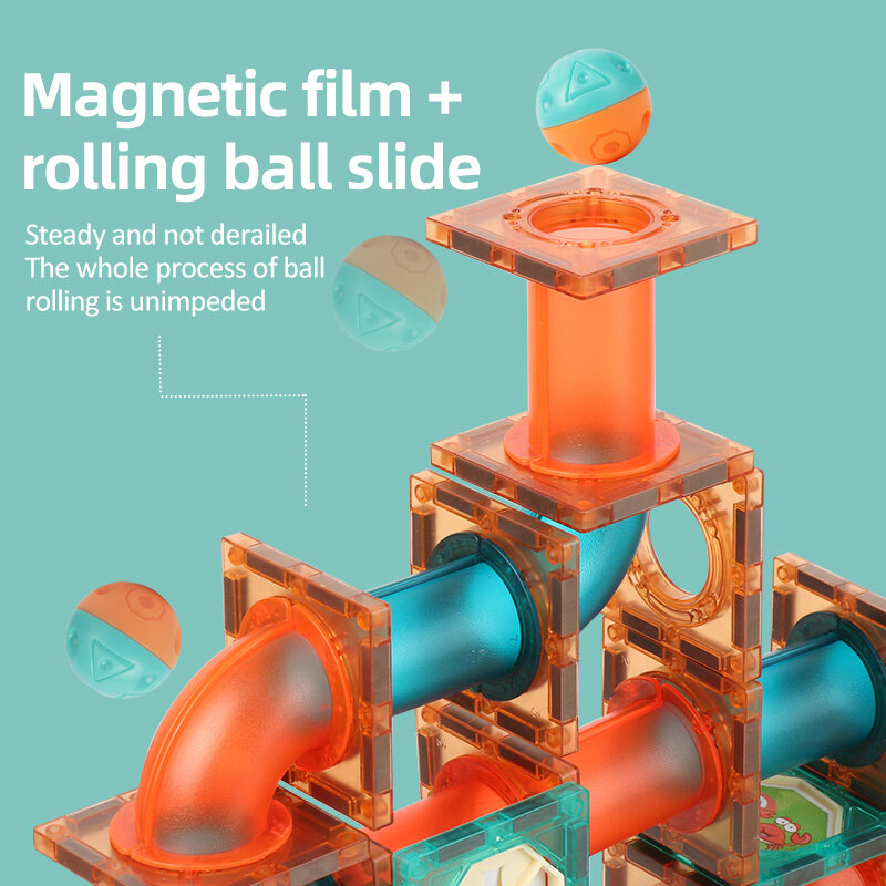 Płytka magnetyczna klocki do budowy projektant magnes labirynt Race Run Ball Marble Track lejek slajdów cegła edukacja DIY zabawki dla dzieci
