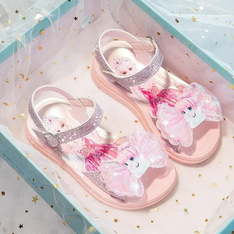 Chaussures d'été pour bébés filles, sandales princesse Disney, Elsa, papillon, pantoufles respirantes, nouvelle collection