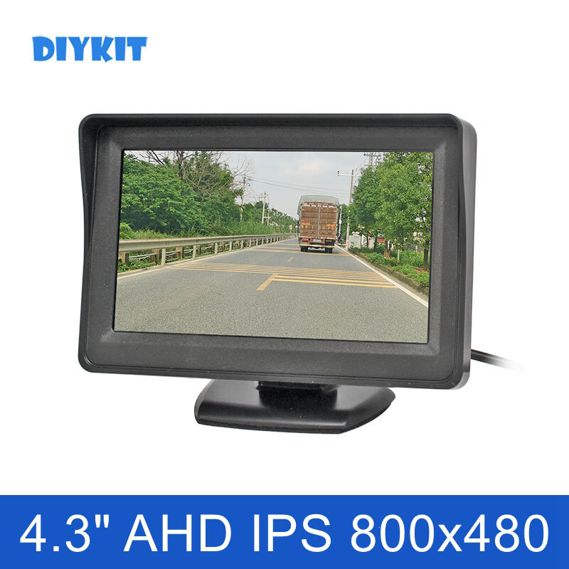 DIYKIT 800x480 4.3 cal AHD IPS Monitor samochodowy w lusterku wstecznym zapasowy Monitor do kamery samochodowej 1080P AHD CVBS
