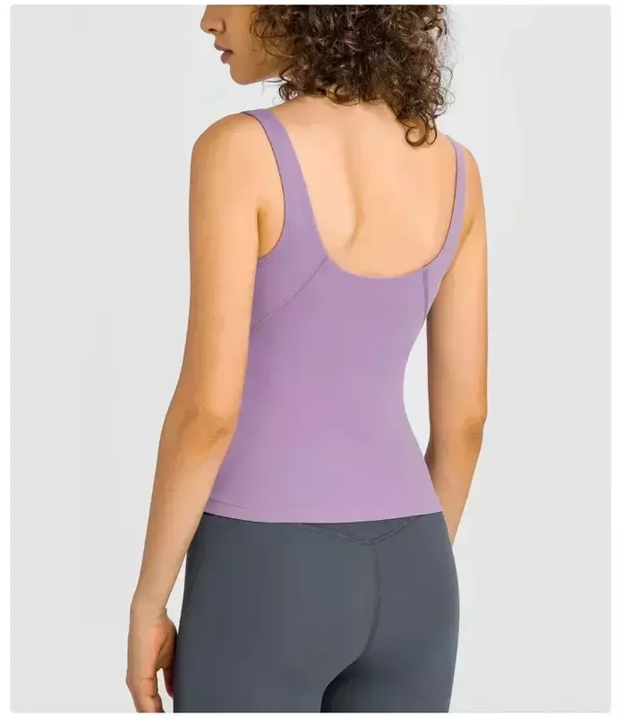 Limão-Colete esportivo com decote em v feminino com almofada no peito, costas sexy, alta elasticidade, respirável, secagem rápida, fitness, corrida, regata ioga