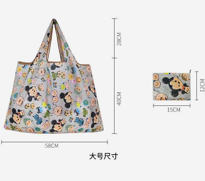 Disney tas jinjing wanita, tas jinjing portabel lipat kartun Mickey Mouse Donald bebek tahan air, tas belanja Disney