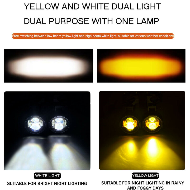 Par de faros antiniebla para motocicleta, luz Led de conducción auxiliar, foco de doble Color, farol, lámpara antiniebla para Moto, 100W