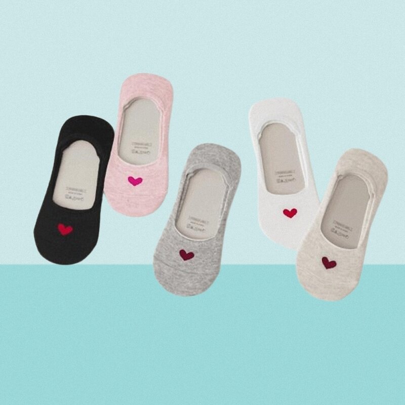 5 Paare neues Produkt Frau hochwertige Socken lieben Herz Socken Kieselgel rutsch feste Boots socken niedrig helfen flachen Mund