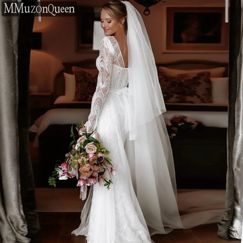 Белая Длинная свадебная фата с гребнем MMQ M92, однослойная мягкая Тюлевая Фата для венчания 2024