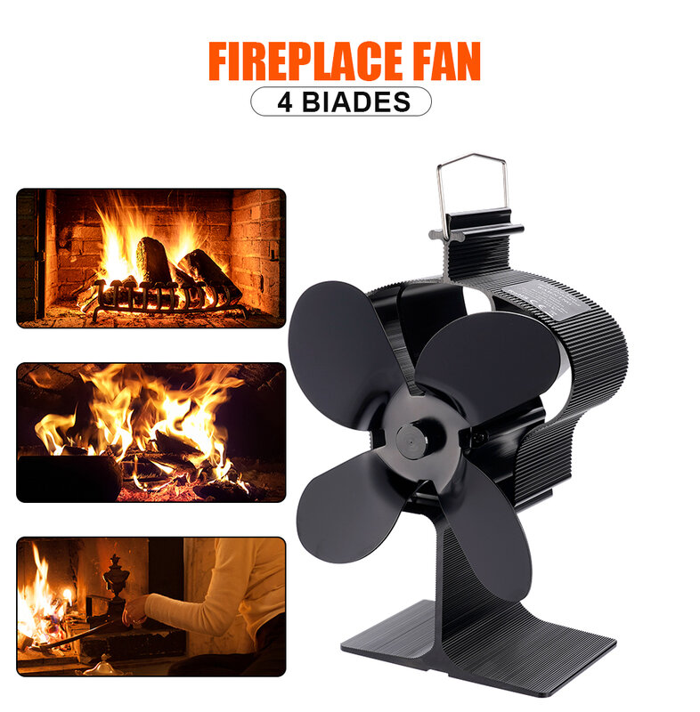 4 Blades Heat Powered Stove Fan Crown Fireplace Fan Log Wood Burner Eco-fan Quiet Fan Home Heater Efficient Heat Distribution