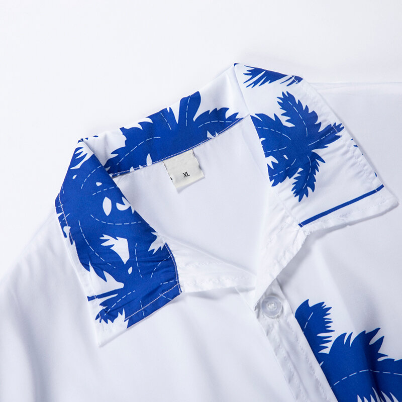 Casual Beach Palm Trees Shirts Men Summer Retro Hawaiian Cool Handsome High Street Men Shirt Tops Clothing Camiseta