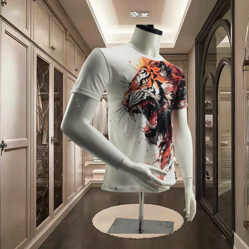 Animal Tiger Totem Summer Fashion Personality t-shirt stampata da uomo Street Trend Hip Hop Casual manica corta O collo allentato Top