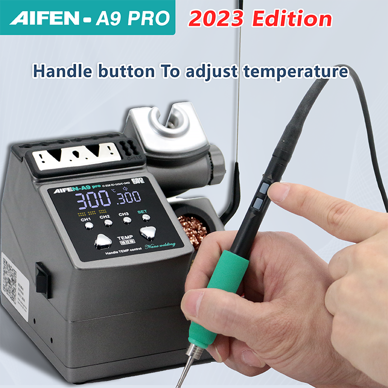 AIFEN A9pro Estación de soldadura, Compatible con punta de hierro Original, 210/245/115 Mango, Control de temperatura, retrabajo de soldadura