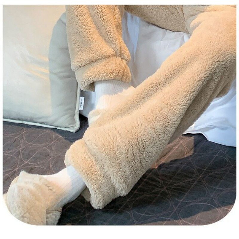 Men Pajamas Winter Fleece-lined Thickened Coral Velvet Nightclothes Suit Male Fashion Casual Round Neck Large Size Warm Homewear