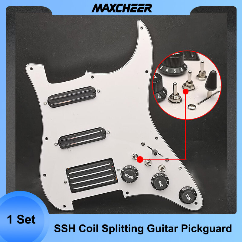 SSH Coil Splitting Pickups Electric Guitar Pickguard 2 Mini Humbucker with Coil Pickup High Output Loaded Prewired Scratchplate