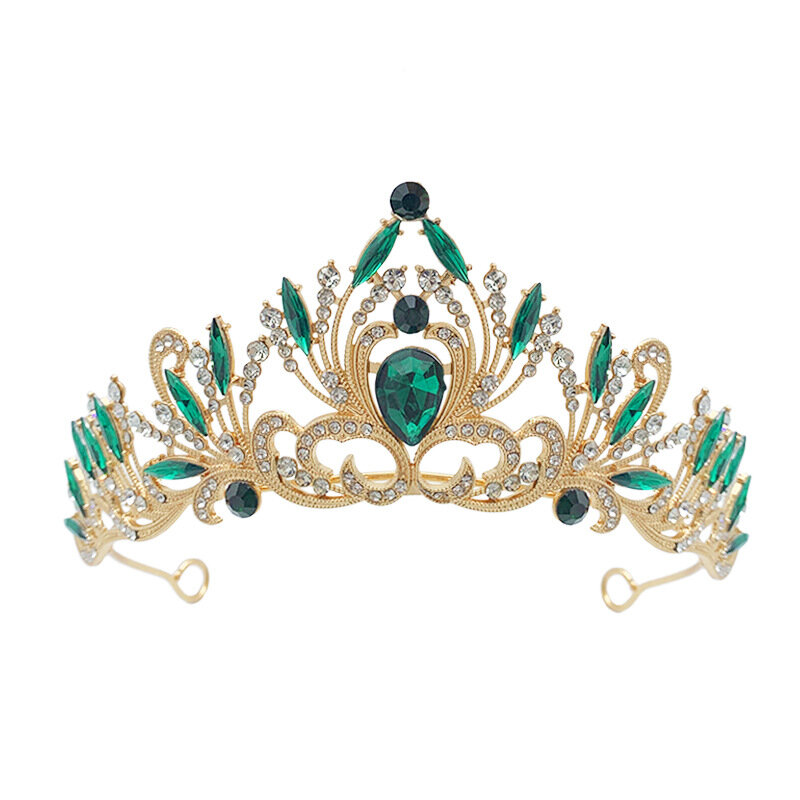 Corona de diamantes de imitación para novia, Tiara de aleación negra, accesorios de vestido de novia de cristal barroco Vintage, 1 unidad