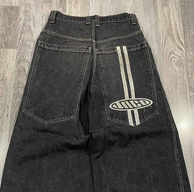 Harajuku Men's Jeans, Streetwear Baggy, Retro, angustiado, calças jeans pretas, Hip Hop, reta, calças de perna larga, Y2K, Novo, Venda Quente, 2024
