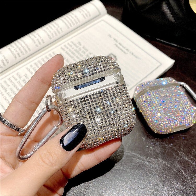 Luxury 3D Cute Bling Diamonds Wireless Earphone Accessories Hard Case for Apple Airpods 2 1 Protective Charging Bag