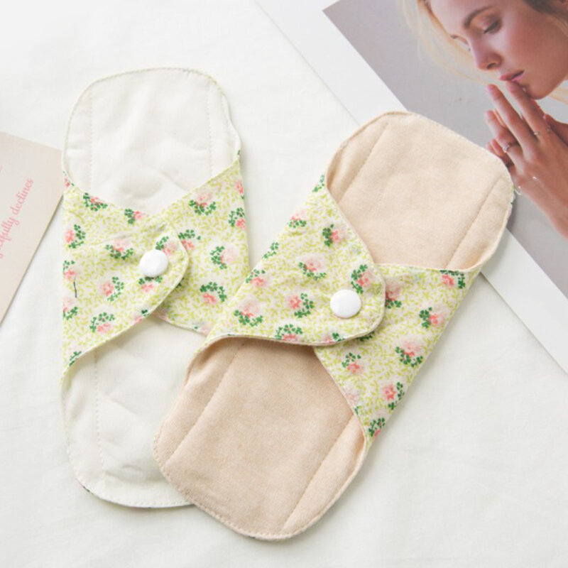 2 pçs almofadas sanitárias reutilizáveis toalhas femininas menstrual adulto fralda almofadas de algodão guardanapo macio lavável protetor de deslizamento forros de calcinha