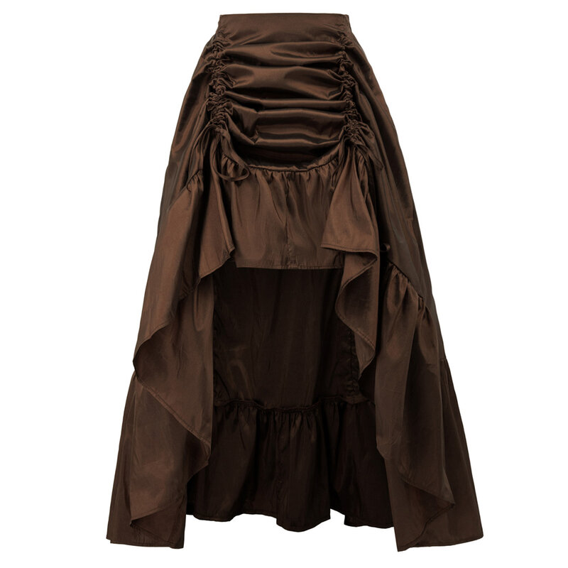 SD Frauen verstellbare High-Lo-Rock elastische Taille A-Linie Rock Gothic Renaissance Steampunk kausale Mode leichte Stretch-Kleider