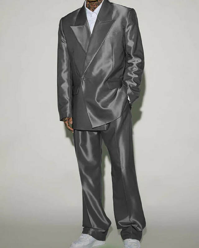 Satynowe jedwabne męskie smokingi ślubne cukierkowe w kolorze klapa zamknięta pana młodego drużbowie mężczyźni biznes formalna odzież spodnie 2 sztuki