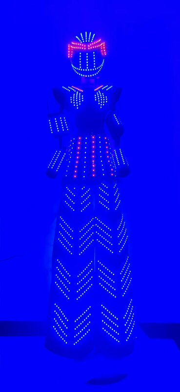 Mulher led robô palafitas walker traje discoteca desempenho de palco kryoman terno cosplay vestido