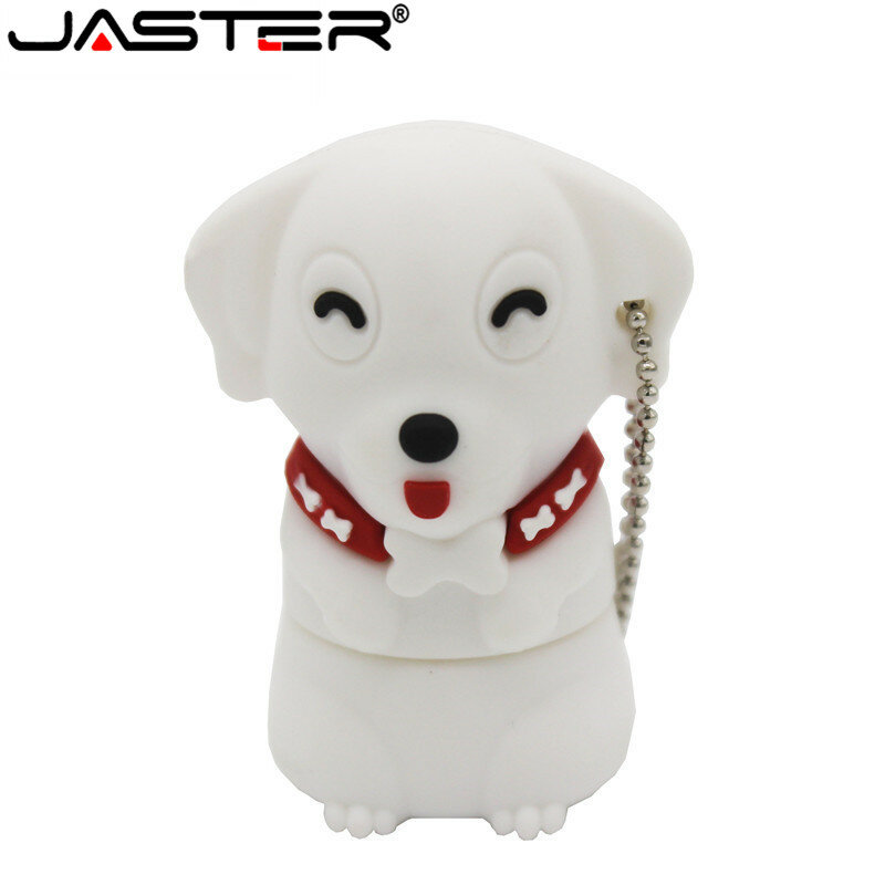 JASTER Flash Drive USB Anjing Lucu 64GB Pen Drive Kartun 32GB Hadiah Kreatif untuk Anak Memory Stick 16GB Gratis Gantungan Kunci U Disk