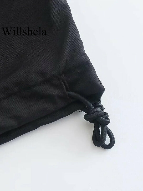 Willshela-Calça paraquedas cargo feminina, calça de jogging vintage, alta elasticidade na cintura, corte feminino chique feminino, fashion