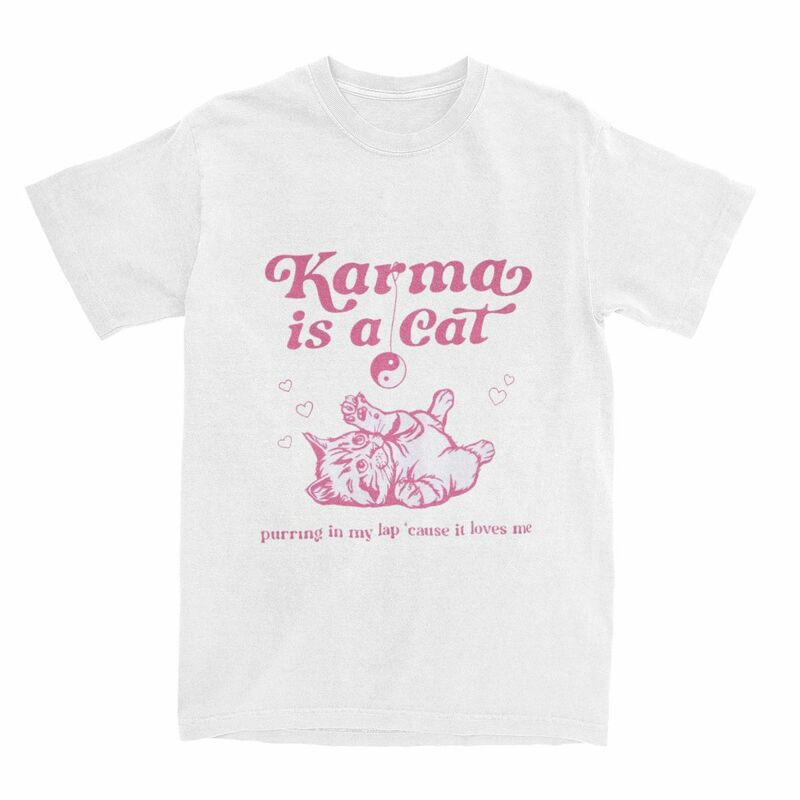 Karma Is A Cat Singer T Shirt Men's Musician Album Funny 100% Cotton T-Shirts Beach O Neck Tee Shirt Custom Logo Oversized Tops