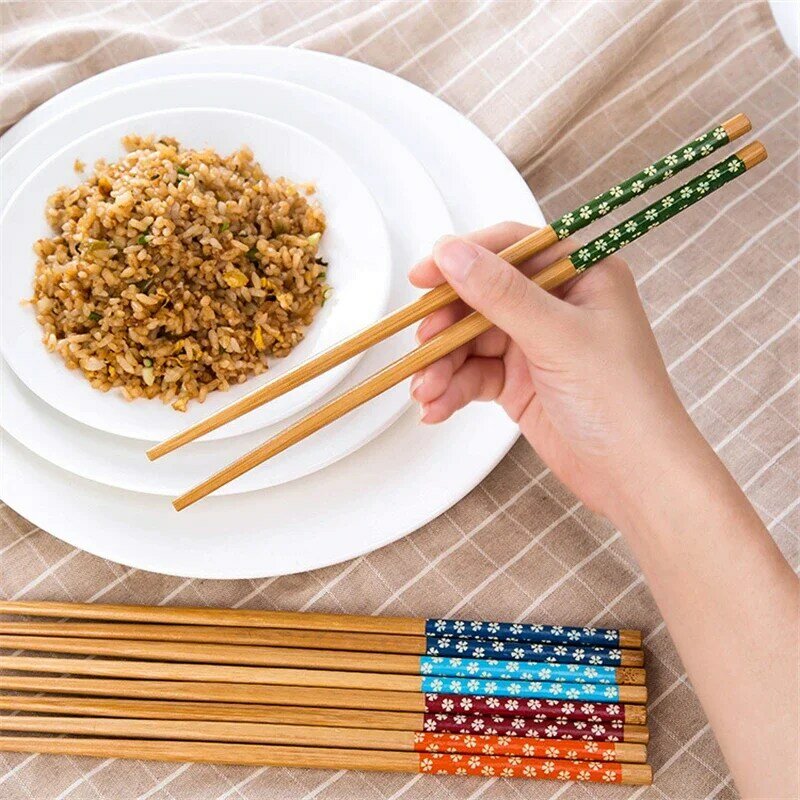 1398 home natural cherry bamboo chopsticks household with solid wood with long chopsticks