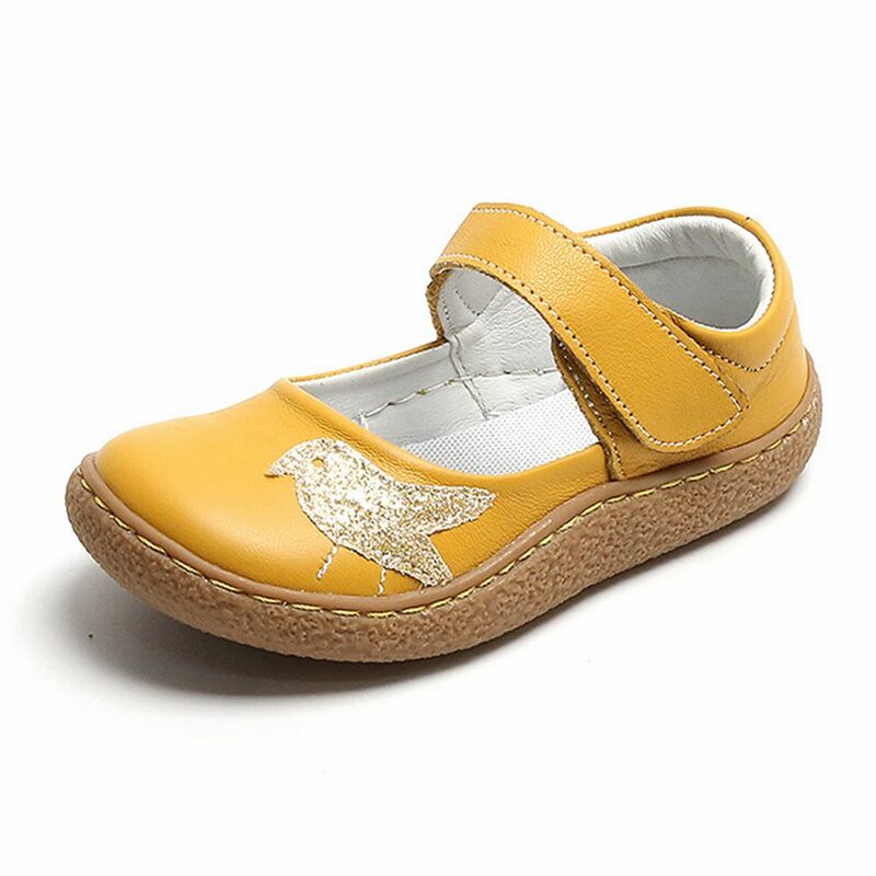 TONGLEPAO-zapatos de piel auténtica para niña, zapatillas planas informales para niño pequeño, zapatos de pájaro