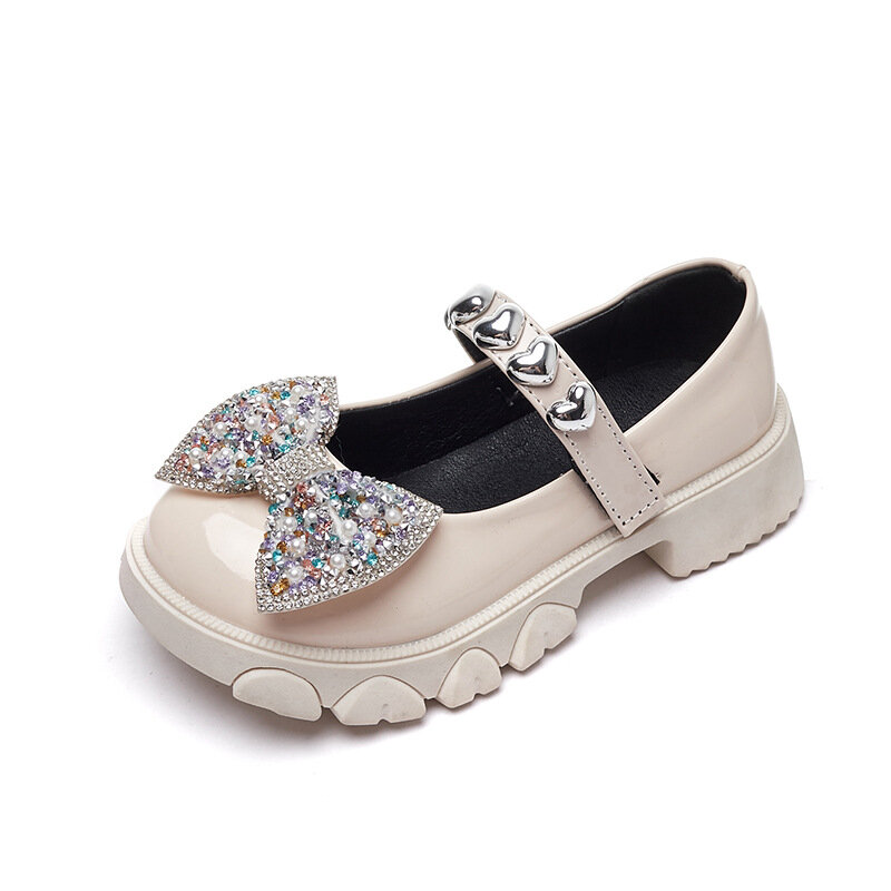 Zapatos de princesa de cuero para niña, zapatillas planas informales cómodas con lazo para fiesta y actuación, novedad de primavera, 2024