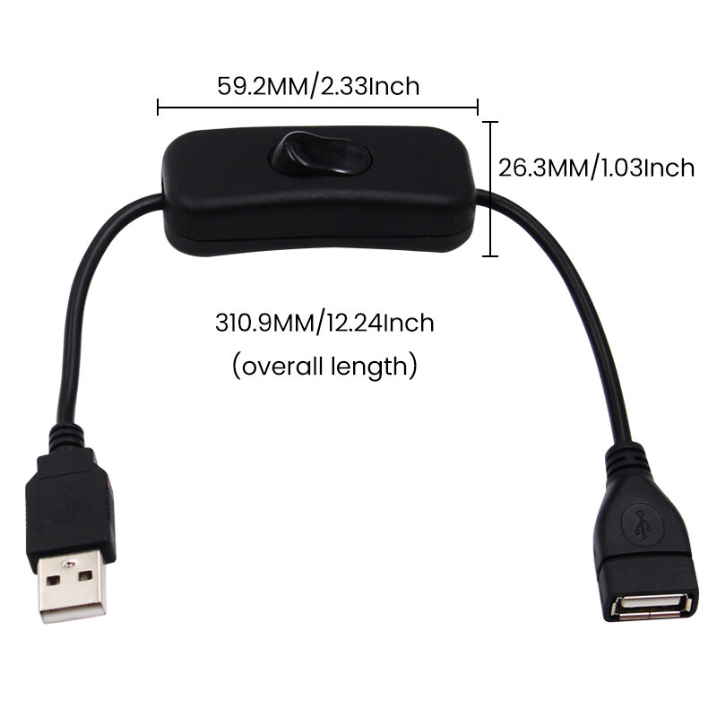 Cable USB de 28CM con Cable de encendido/apagado macho a hembra, palanca de extensión para lámpara USB, línea de fuente de alimentación de ventilador, adaptador duradero, gran oferta