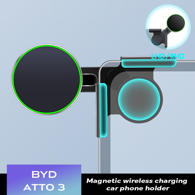Soporte magnético para teléfono de coche, cargador inalámbrico Magsafe Macsafe, accesorios para BYD Atto 3 HAN TANG DOLPHIN Foldaway, 15W