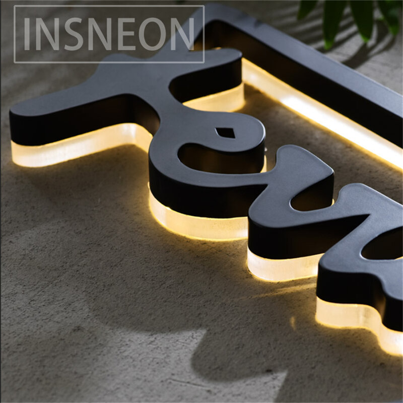 Letrero de logotipo Led de Metal personalizado 3D, letras luminosas de acero inoxidable, retroiluminado, tablero de publicidad al aire libre, letrero de logotipo comercial