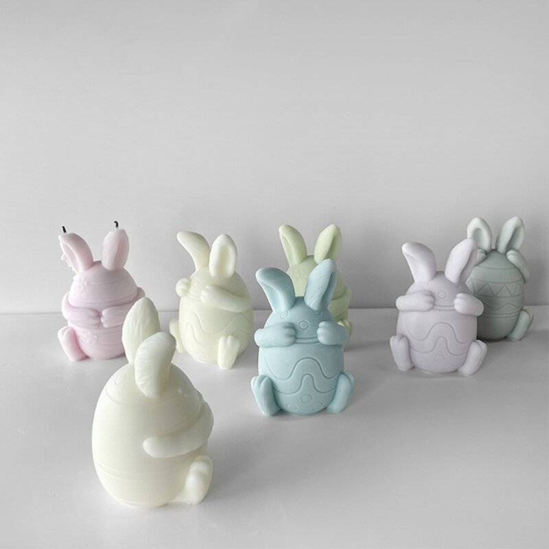 3D 顔のないウサギの型エポキシ工芸品 DIY 装飾ジュエリーキャンドル作成ツール 124A