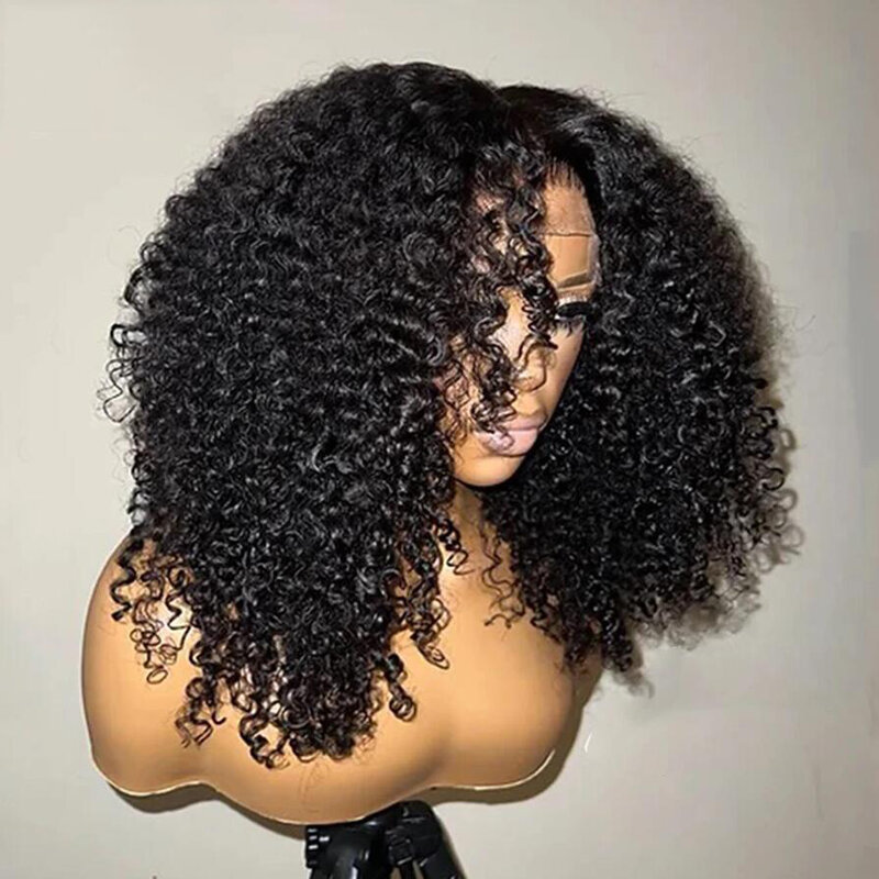 Soft 26“Long Kinky Curly 180Density Lace Front Wig For Women BabyHair Natural Black Glueless Preplucked Heat Resistant Daily