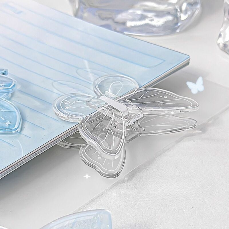 Ins Stijl Acryl Vlindervorm Paperclip Transparant Multi-Functionele Memo Clip Eenvoudige Bladwijzer Binder Student Briefpapier