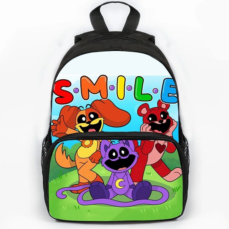 Mochila De Critters sonrientes para estudiantes de escuela primaria, bolsa de libros con figuras de dibujos animados, Mochila impermeable para niños, Mochila de viaje