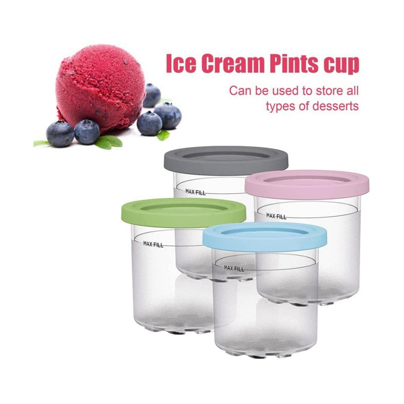 Ice Cream Pints Cup, Ice Cream Containers with Lids for Ninja Creami Pints NC301 NC300 NC299AMZ Series Ice Cream Maker