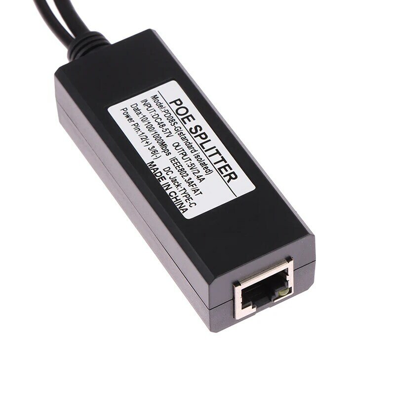기가비트 마이크로 USB C타입 POE 분배기, 라즈베리 파이 4 4B, IEEE802.3af/at 1000M, 게이트웨이 셋톱 박스용, 48V ~ 5V