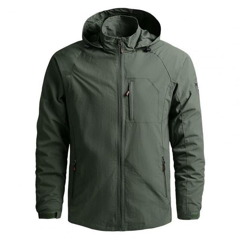 Coat with Multiple Pockets Versatile Men's Windproof Hooded Jackets with Multiple Pockets for Casual Outdoor for Blustery