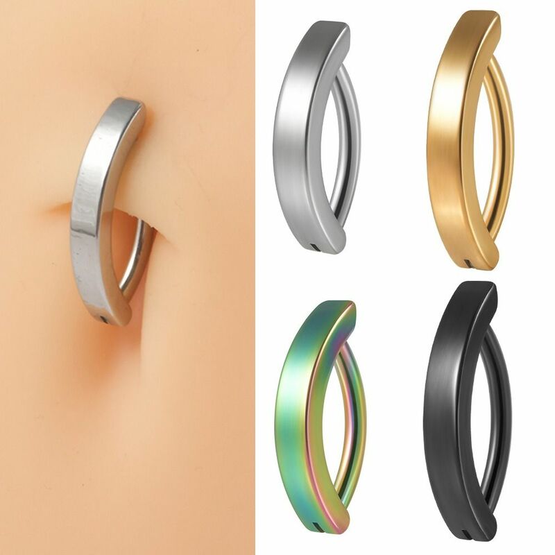 Universal Plain Titanium Umbigo Anel, Reverse Curved, Aço Piercing Umbigo, Glossy Body Jewelry, Simples, 5pcs