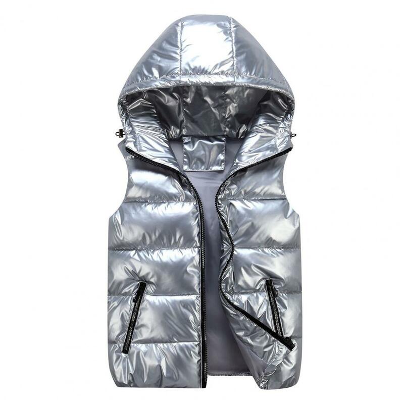 Chaleco de invierno con capucha Unisex, de Color brillante Abrigo con capucha, chaleco ligero con bolsillos para mujer