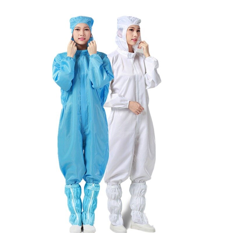 Terno de proteção de corpo inteiro de uma peça uso repetido roupas com capuz sem poeira oficina cleanroom vestuário