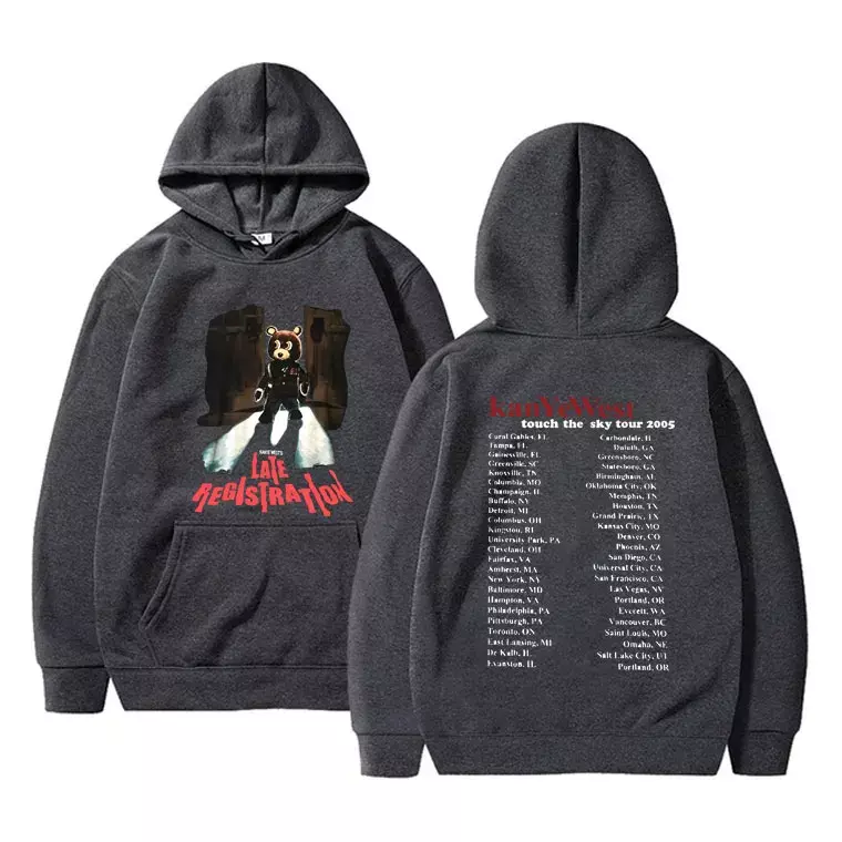 Rapper Kanye West Late Registration Tour Graphic Hoodie Men's Women's Trend Vintage Sweatshirt Fashion Hip Hop Oversized Hoodies