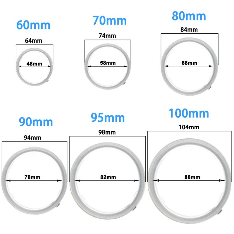 1 Set RGB Angel Eyes COB Halo Rings 60MM 70MM 80MM 90MM 95MM 100MM 110MM 120MM Car Motorcycle Halo Ring con Cover APP Control