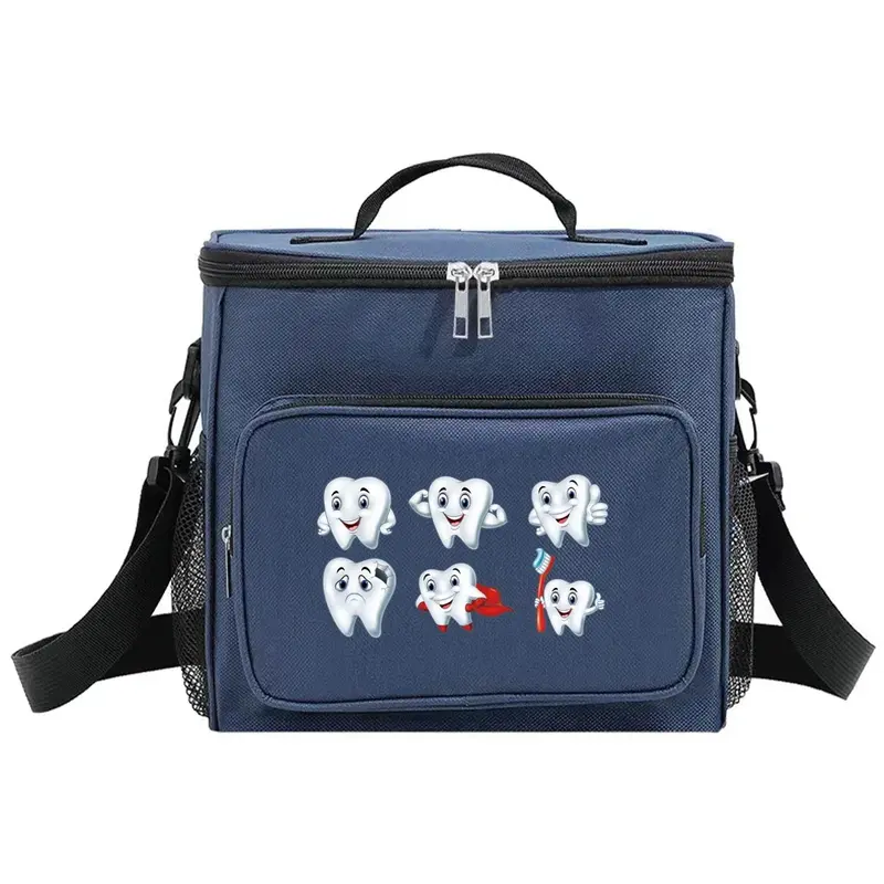 휴대용 단열 숄더 도시락 가방, 방수 쿨러 박스, 열 정리함 핸드백, 남녀공용 치아 패턴