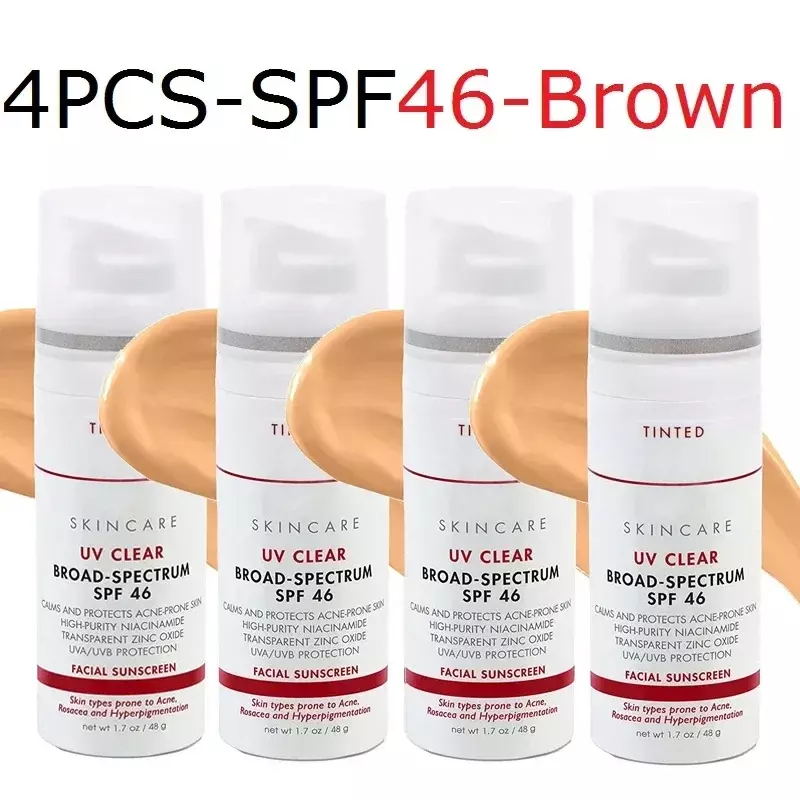 MD 선스크린 UV 데일리 광범위 스펙트럼 SPF 40 UV 클리어 SPF 46 틴티드 페이스 선스크린, 민감성 피부 페이셜 48g, 4 개