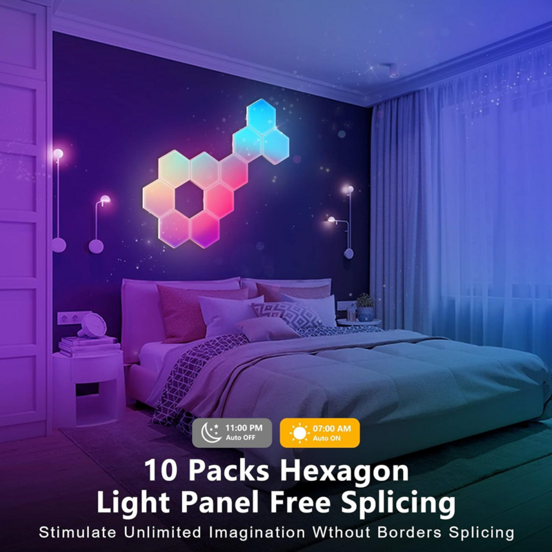 Jianshu RGBIC Hexagon LED lighting WiFi Tuya Smart home Light Music Sync Decor Creative Wall Lights Work with Alexa Google Home