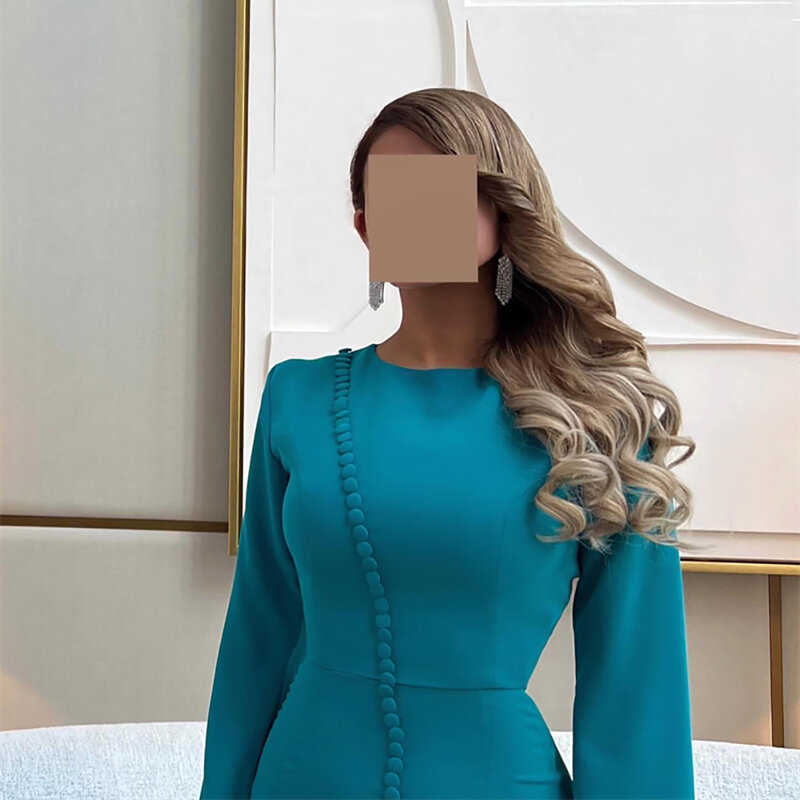 MOBUYE-vestido de fiesta árabe de Dubái para mujer, prenda de manga larga con escote redondo, elegante, a la moda, 2024