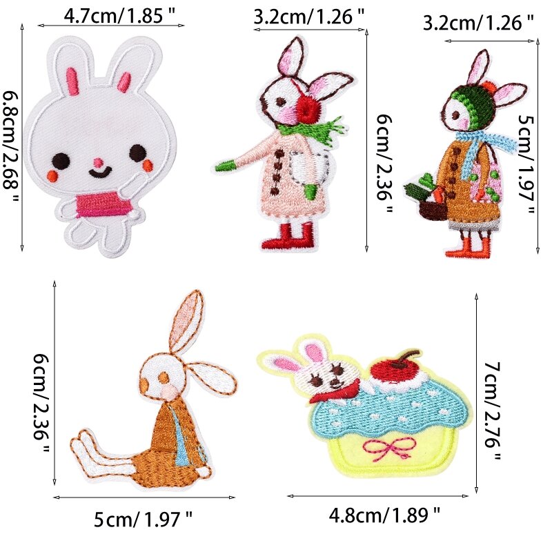 HUYU Toppe ricamate per feste Pasqua con coniglietto, toppe termoadesive, applique per vestiti, abiti, zaini, giocattoli a