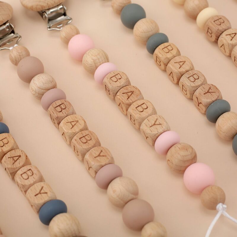 Baby Pacifier Clips Personalized Name BPA Free Morandi Color Dummy Nipple Holder Clip Chain Teething Toys Pacifiers Accessories