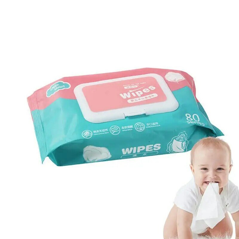 Soft Cleaning Hands Wipes para Toddler, Wet Wipes Bag, Flipp Cover, Tissue Box, Útil Baby Stroller, Purified Water Wipes, 80Pcs
